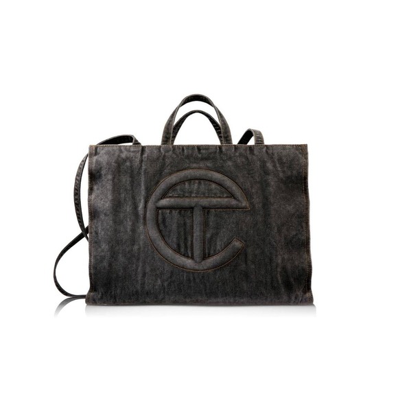 Large black Telfar denim shopping bag - Picture 1 of 4